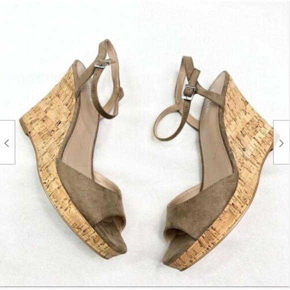 Charles by Charles David Lambert Textured Cork Wedge Ankle Strap Sandal Size 10‎ - Picture 1 of 8
